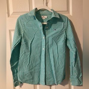 Vineyard Vines green gingham button down shirt size 2
